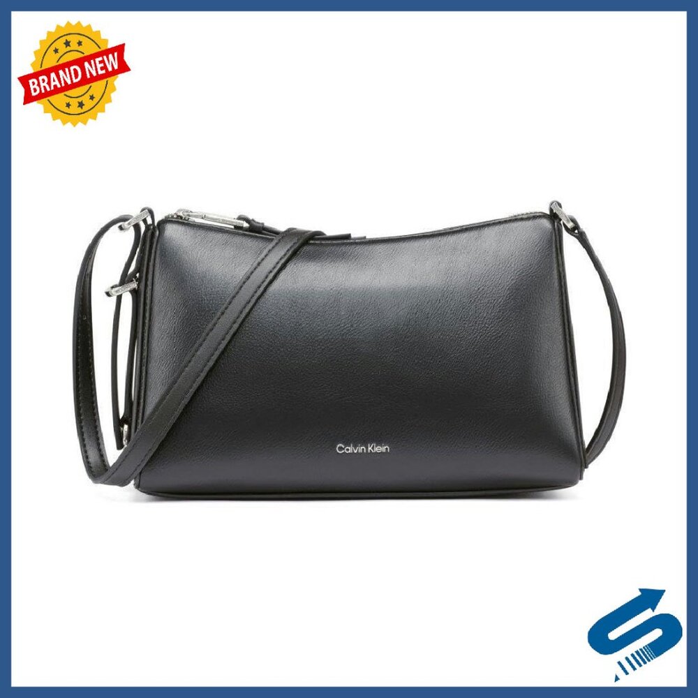 Vegan Leather Crossbody Bag With Top Zip & Interior Pockets